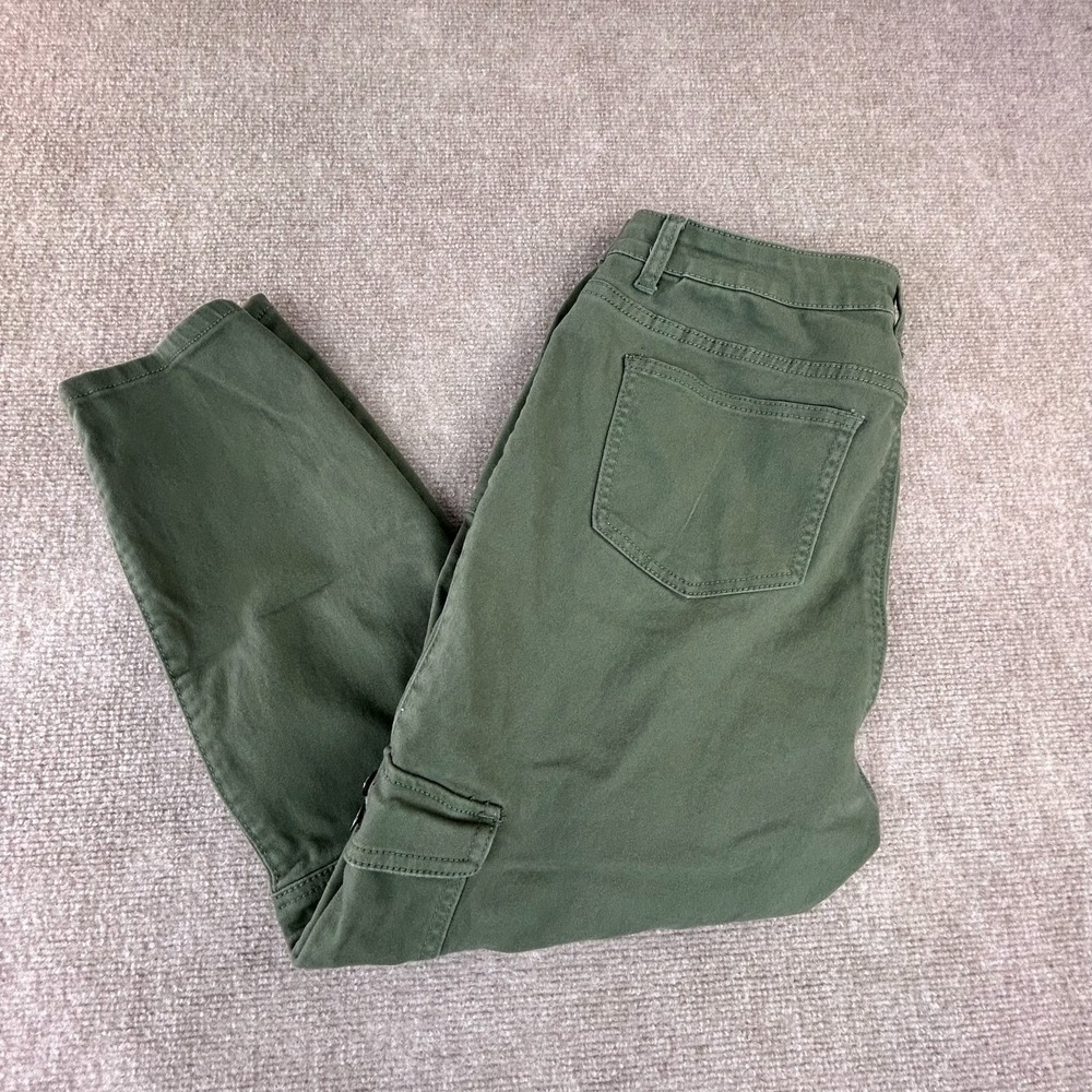 Bleu Cargo Pants Women 16W Olive Green Cotton Stretch Skinny Leg Utility Pockets